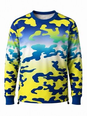 CREATE 2MRW Blue & Yellow Camo Crewneck Sweatshirt